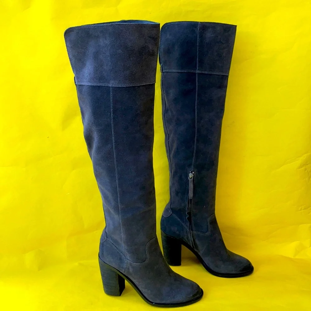 Dark gray Steve Madden leather over the knee boots